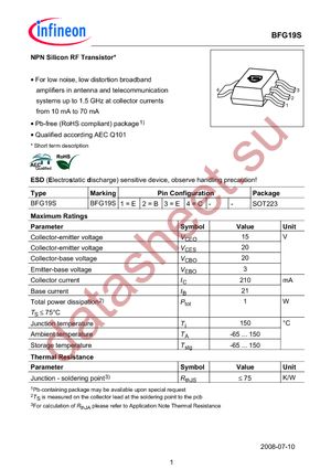 BFG 19S E6327 datasheet  